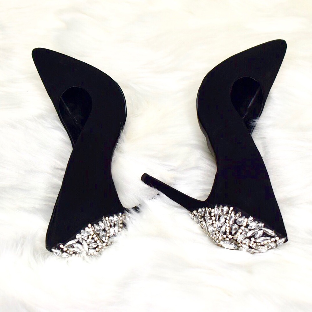 Sexy Black rhinestone pump heels